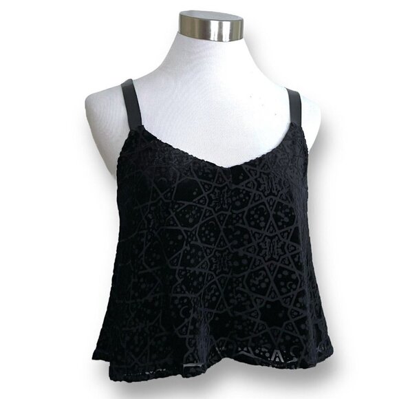 Twelfth Street by Cynthia Vincent Top Sz P Black Silk Velvet Burnout & Leather - Picture 5 of 9